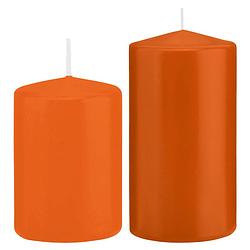 Foto van Stompkaarsen set van 2x stuks oranje 12 en 15 cm - stompkaarsen