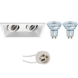 Foto van Led spot set - osram parathom par16 927 36d - pragmi zano pro - gu10 fitting - dimbaar - inbouw rechthoek dubbel - mat