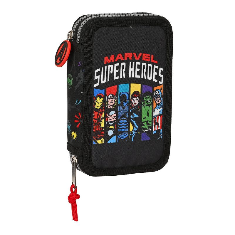 Foto van Schooletui met accessoires the avengers super heroes zwart (12.5 x 19.5 x 4 cm) (28 pcs)