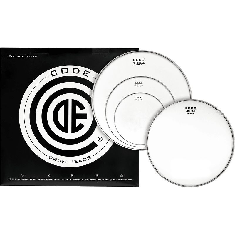 Foto van Code drum heads tpsigctdr signal rock pack 10-12-16 inch coated tomvellen + 14 inch coated snaredrumvel