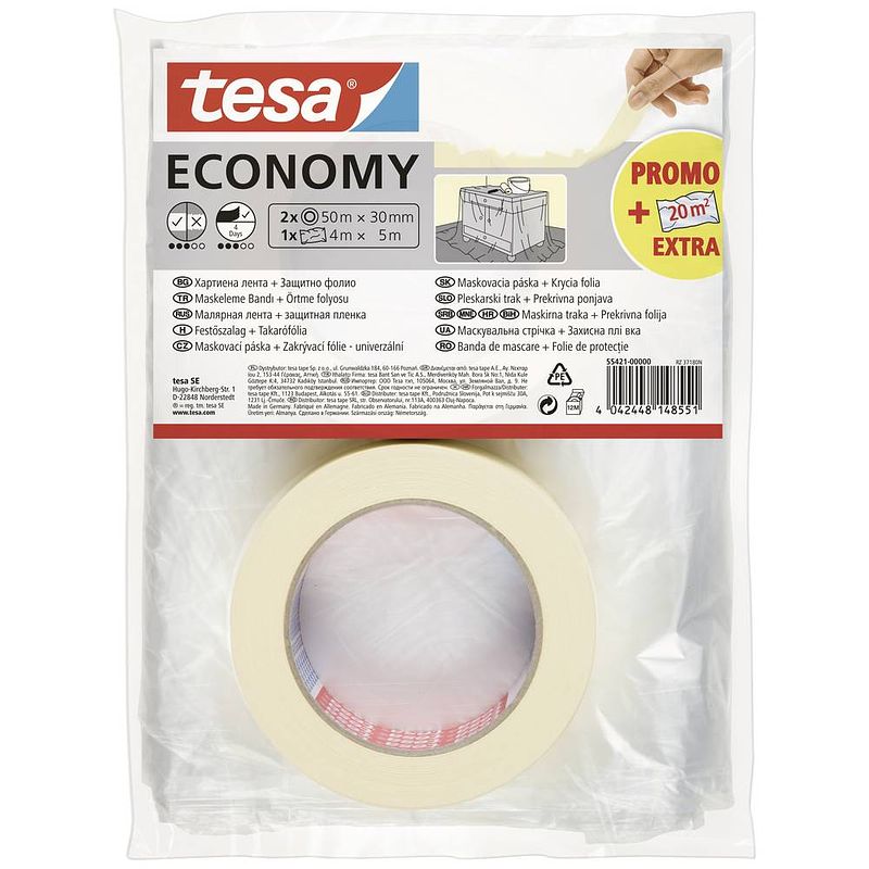 Foto van Tesa economy 55421-00000-05 afplakband wit 1 set(s)