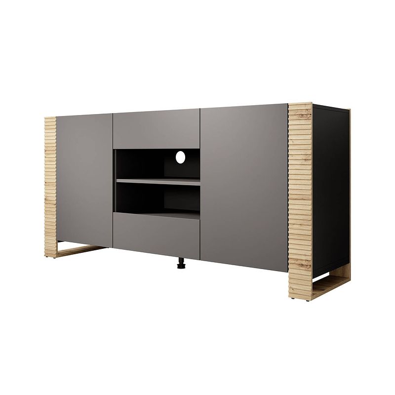 Foto van Meubella dressoir bahama - grijs - eiken - 164 cm - actie