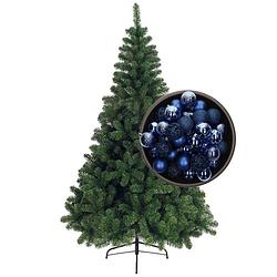 Foto van Bellatio decorations kunst kerstboom 180 cm met kerstballen kobalt blauw - kunstkerstboom