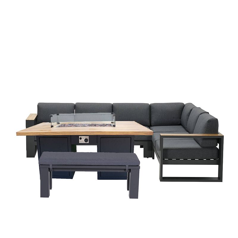 Foto van Garden impressions plaza lounge dining set 6-delig - sagres haard 150x90 cm