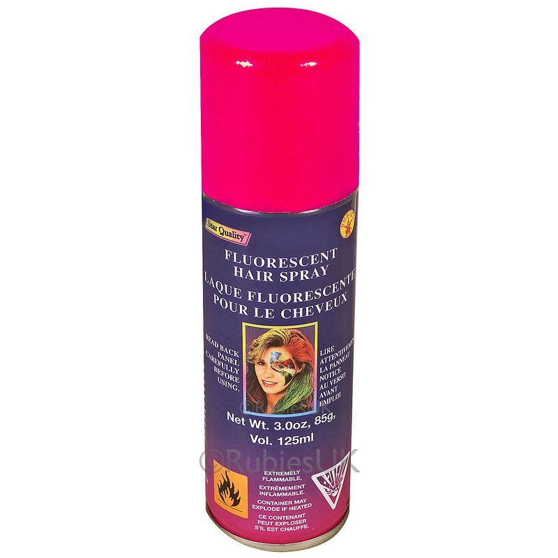 Foto van Haarverf/haarspray - neon roze - spuitbus - 125 ml - carnaval - verkleedhaarkleuring