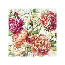 Foto van 40x gekleurde 3-laags servetten vintage rozen 33 x 33 cm - feestservetten
