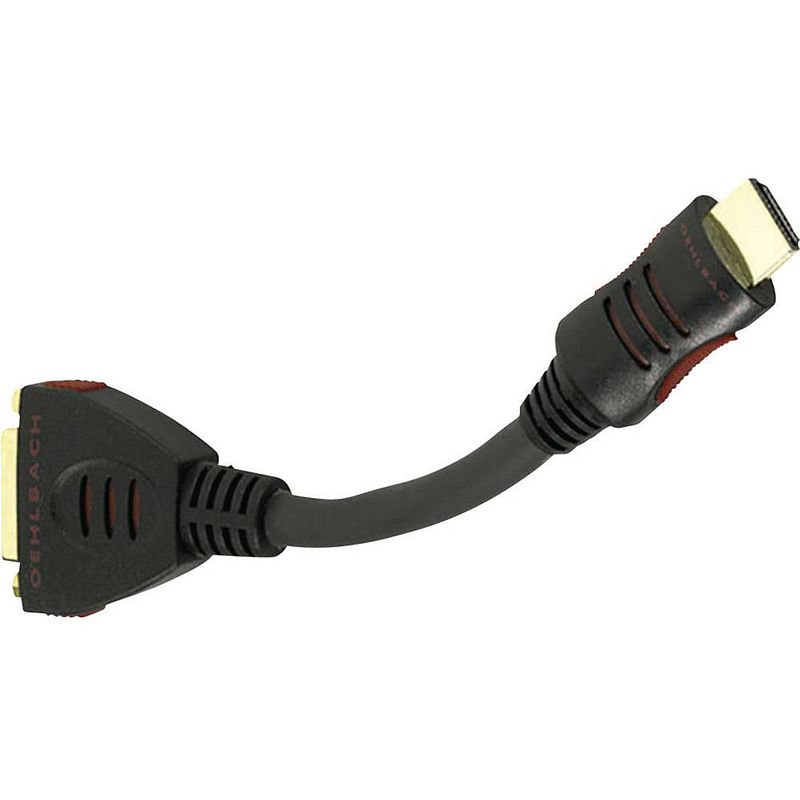 Foto van Oehlbach 8526 hdmi / dvi adapter [1x hdmi-stekker - 1x dvi-bus 24+1-polig] zwart vergulde steekcontacten 10.00 cm