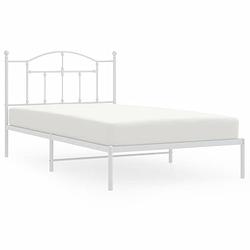 Foto van Vidaxl bedframe met hoofdbord metaal wit 107x203 cm