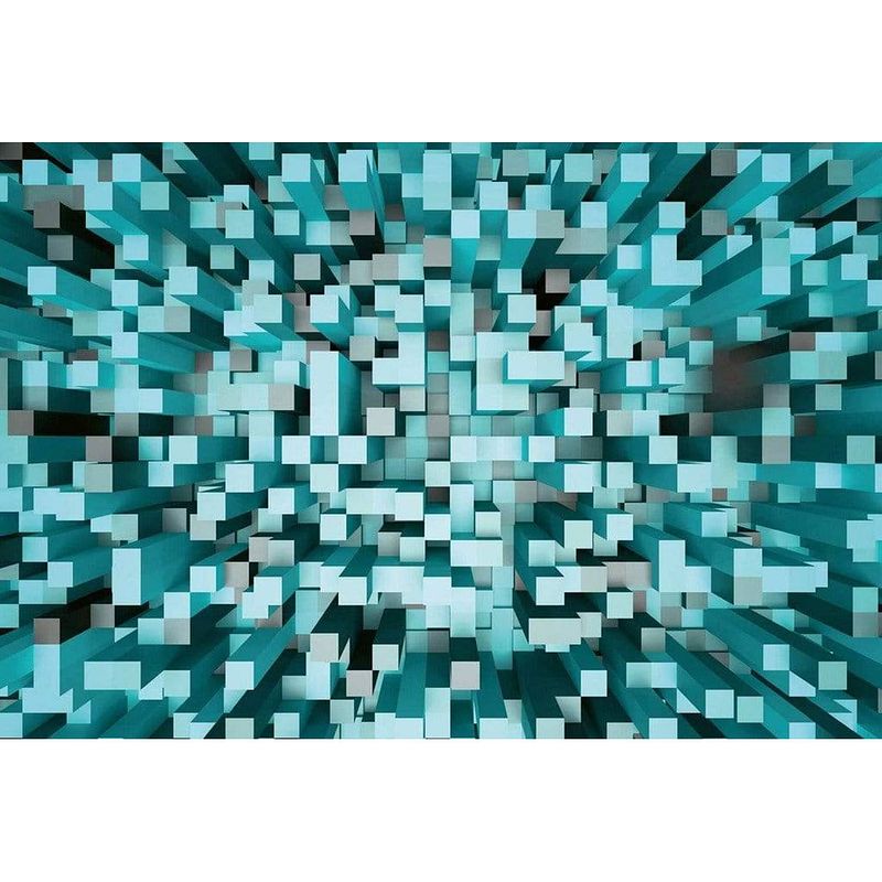 Foto van Wizard+genius 3d squares blue vlies fotobehang 384x260cm 8-banen