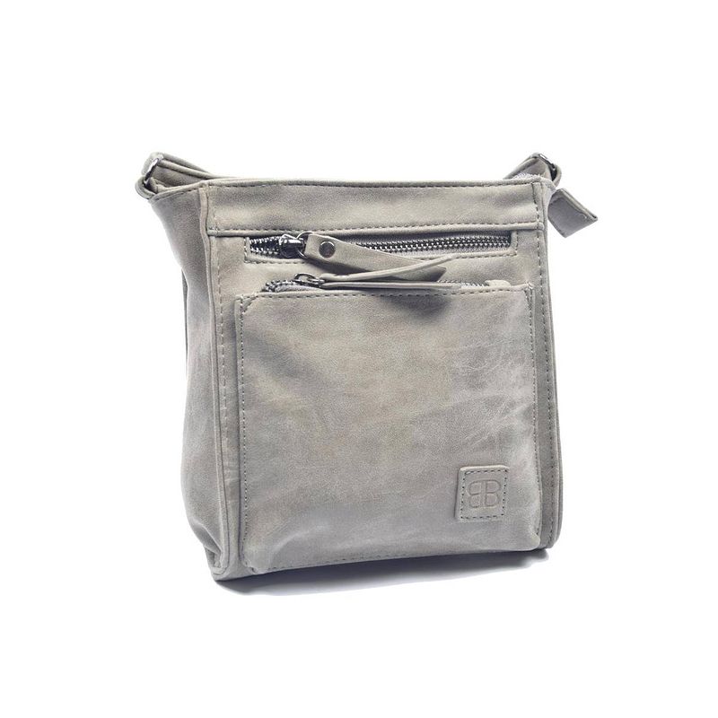 Foto van Bicky bernard schoudertas grey met 5 ritsen - tas - tassen - schoudertas dames - handtas - grey schoudertas -