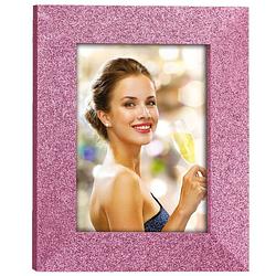 Foto van Houten fotolijstje roze met glitters geschikt voor een foto van 20 x 30 cm - fotolijsten