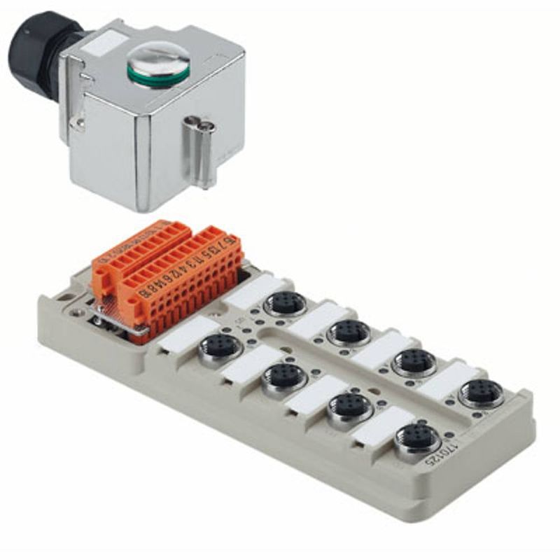 Foto van Weidmüller sai-8-mh-5p m12 1701252000 passieve sensor/actorbox m12-verdeler met metalen schroefdraad 1 stuk(s)