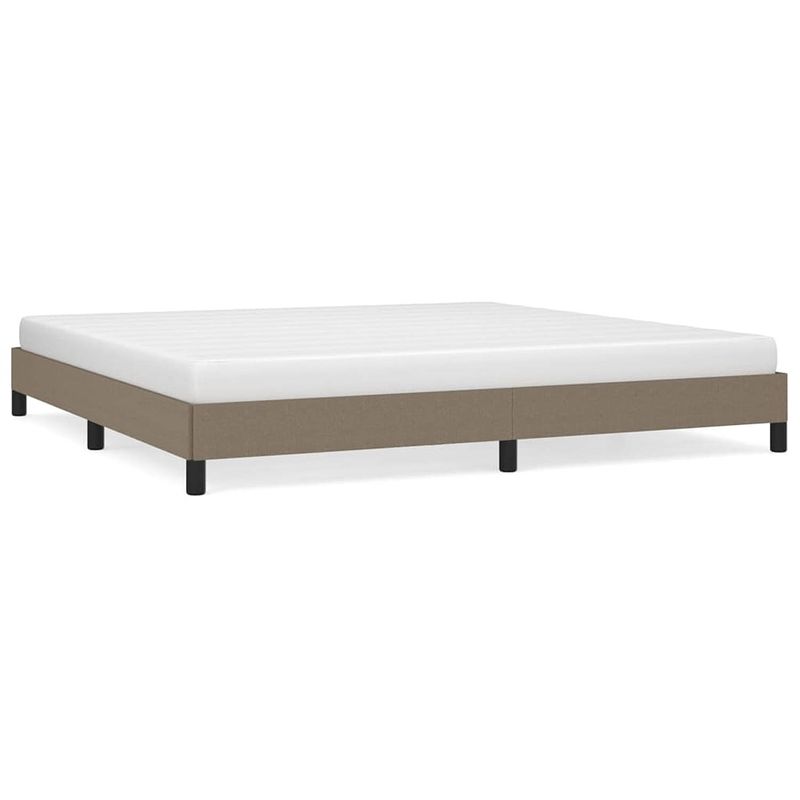 Foto van The living store bedframe - duurzaam materiaal - stabiele poten - multiplex lattenbodem - kleur- taupe - afmetingen-