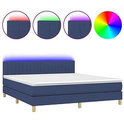 Foto van The living store boxspring blauw 180x200 - led - pocketvering en huidvriendelijk