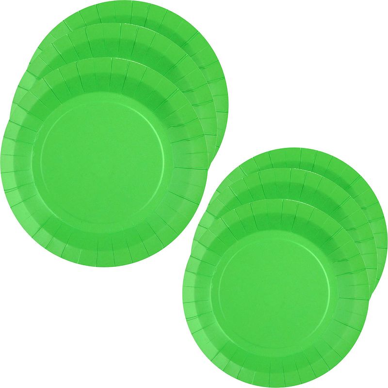 Foto van Feest/verjaardag bordjes set - 40x stuks - groen - 17 cm en 22 cm - feestbordjes