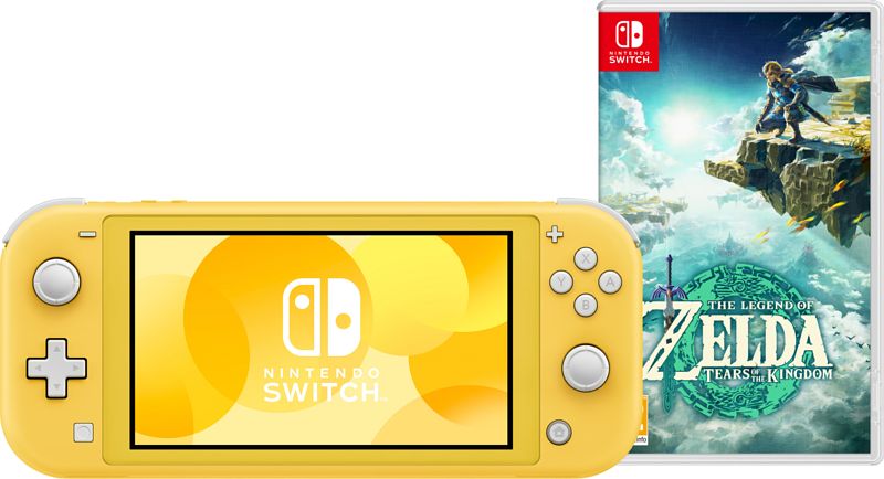 Foto van Nintendo switch lite geel + zelda: tears of the kingdom