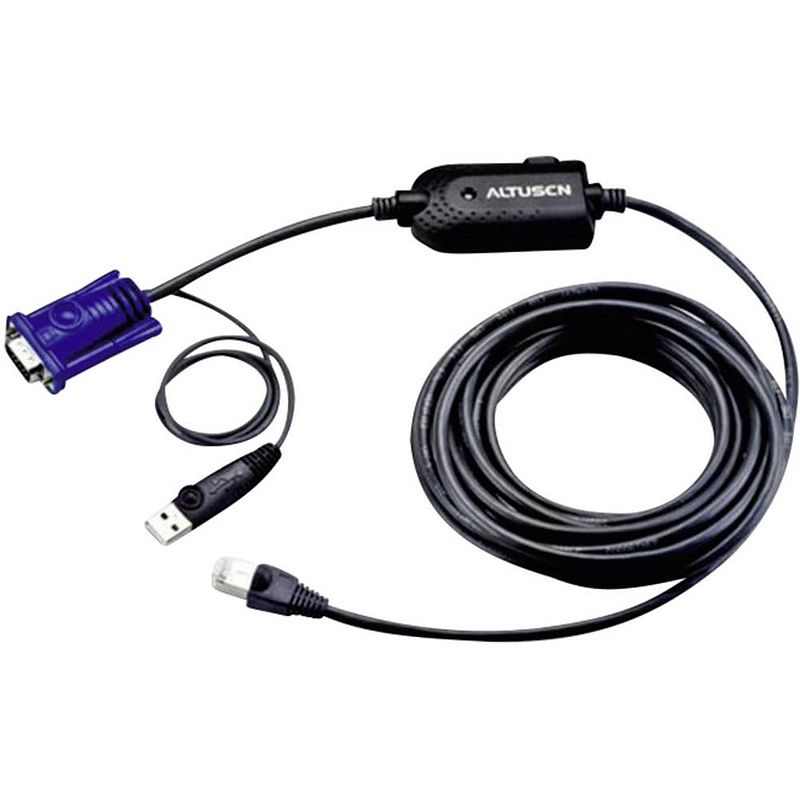 Foto van Aten kvm adapter [1x usb 1.1 stekker a, vga-stekker - 1x rj45-bus] 4.50 m zwart