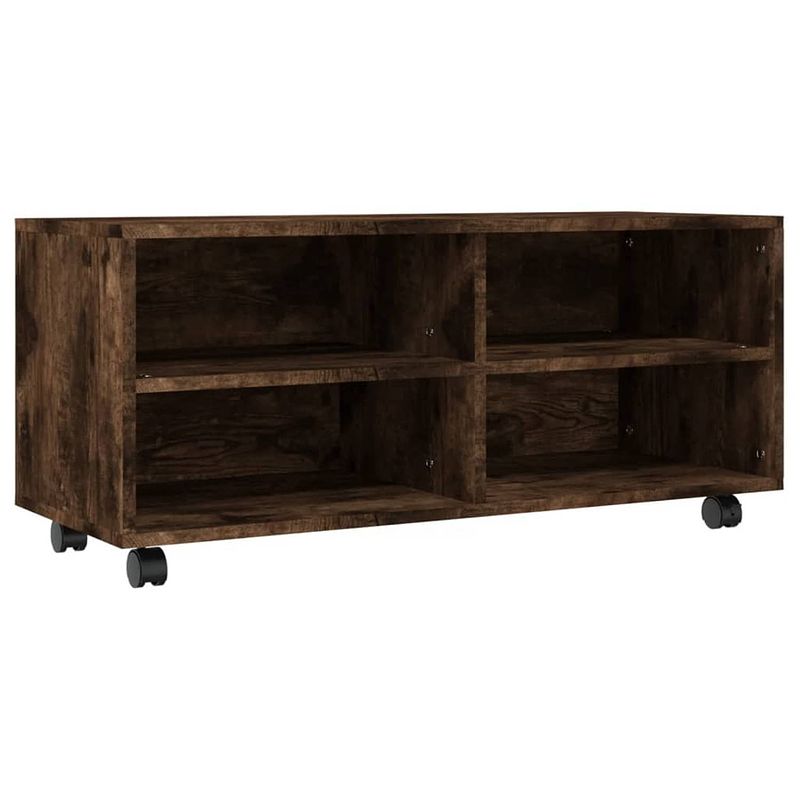 Foto van Vidaxl tv-meubel met wieltjes 90x35x35 cm bewerkt hout gerookt eiken