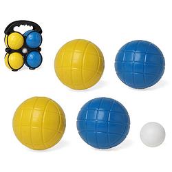 Foto van 1x kleine jeu de boules sets met 4 gekleurde ballen in draagtas - jeu de boules