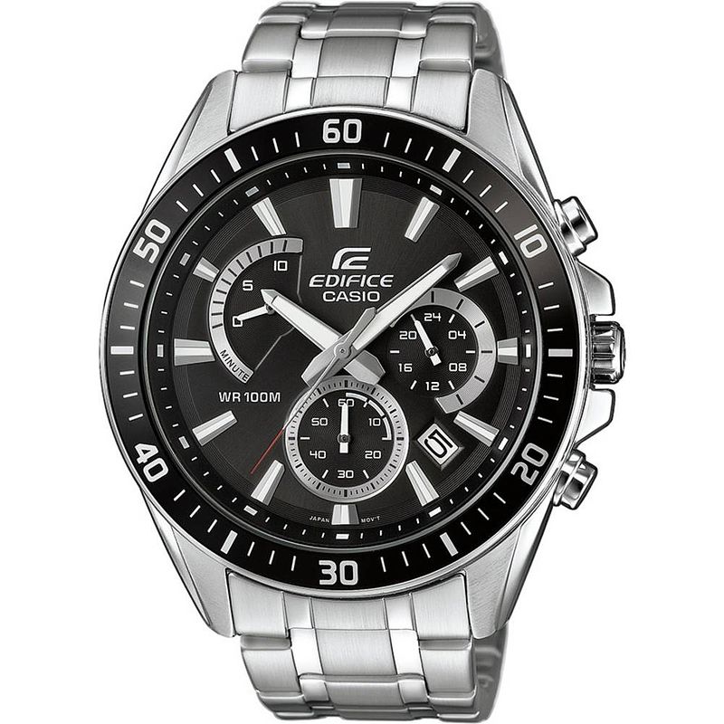 Foto van Casio chronograaf horloge efr-552d-1avuef (l x b x h) 53 x 47 x 12.3 mm zilver materiaal (behuizing): rvs materiaal (armband): rvs