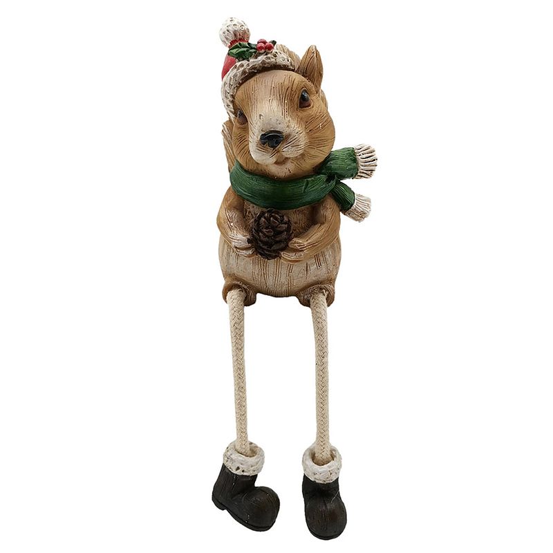 Foto van Clayre & eef kerstdecoratie beeld eekhoorn 10*8*12 cm bruin kunststof decoratief figuur decoratieve accessoires