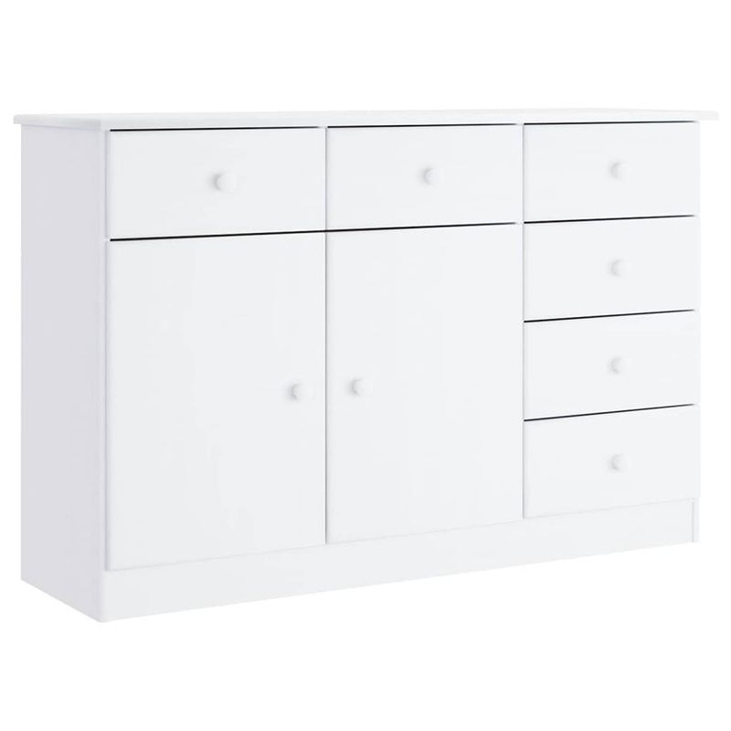 Foto van Vidaxl dressoir alta 112x35x73 cm massief grenenhout wit