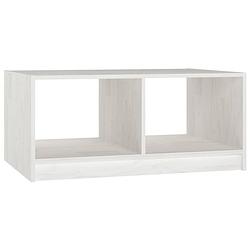 Foto van The living store banktafel houten - grenenhout - wit - 75 x 50 x 33.5 cm