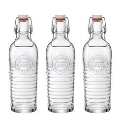 Foto van Set van 3x stuks glazen beugelflessen/weckflessen transparant met beugeldop 1,2 liter - decoratieve flessen