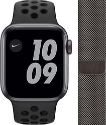 Foto van Apple watch nike se 4g 40mm space gray aluminium zwarte sportband + polsband milanees graf