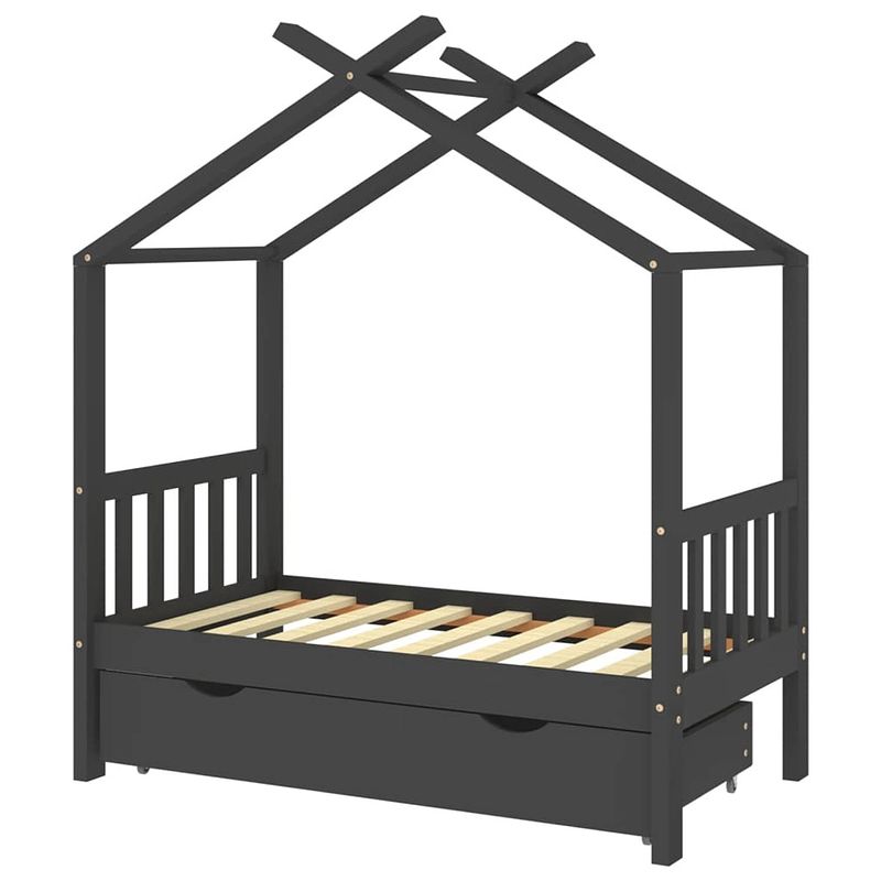 Foto van The living store kinderbedframe boomhut donkergrijs 146x77x190 cm - massief grenenhout