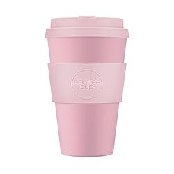 Foto van Ecoffee cup local fluff pla - koffiebeker to go 400 ml - roze siliconen