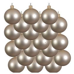 Foto van 18x glazen kerstballen mat licht parel/champagne 8 cm kerstboom versiering/decoratie - kerstbal