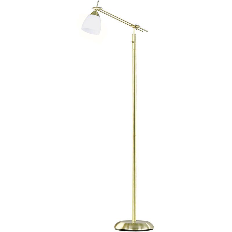 Foto van Led vloerlamp - trion ican - e27 fitting - rond - mat goud - aluminium