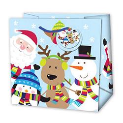 Foto van Verhaak giftbag reindeer 15 cm papier lichtblauw