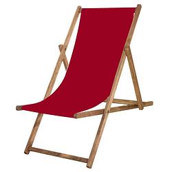 Foto van Houten ligstoel strandstoel ligstoel verstelbaar beukenhout handgemaakt bordeaux rood