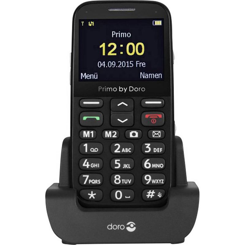 Foto van Primo by doro 366 senioren mobiele telefoon met laadstation, sos-knop zwart