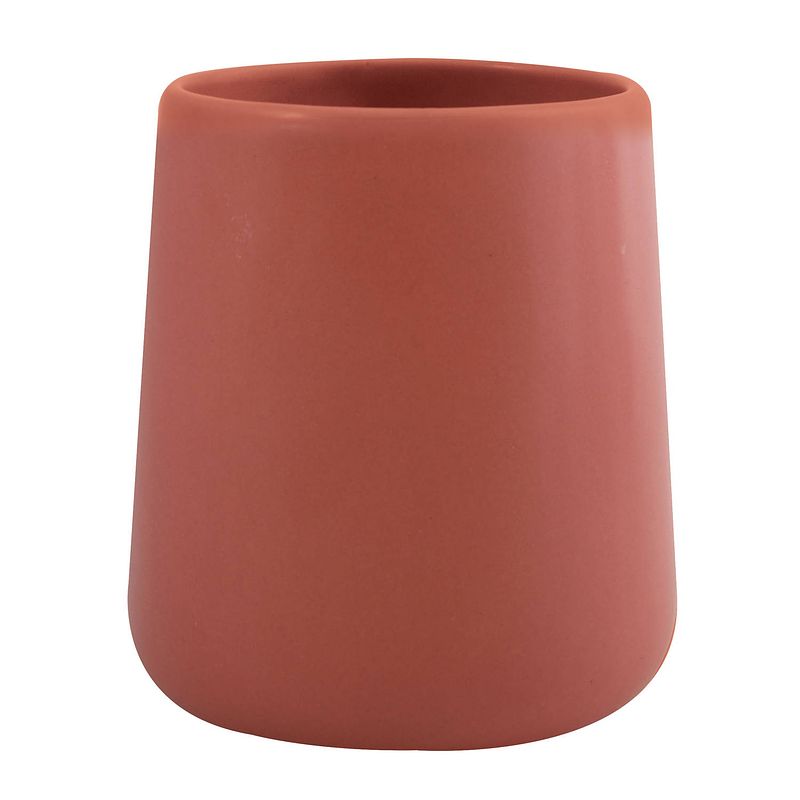 Foto van Msv badkamer drinkbeker malmo - keramiek - terracotta - 8 x 10 cm - tandenborstelhouders