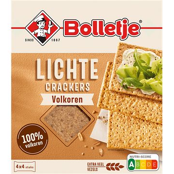 Foto van Bolletje lichte crackers volkoren 4 x 4 stuks 190g bij jumbo