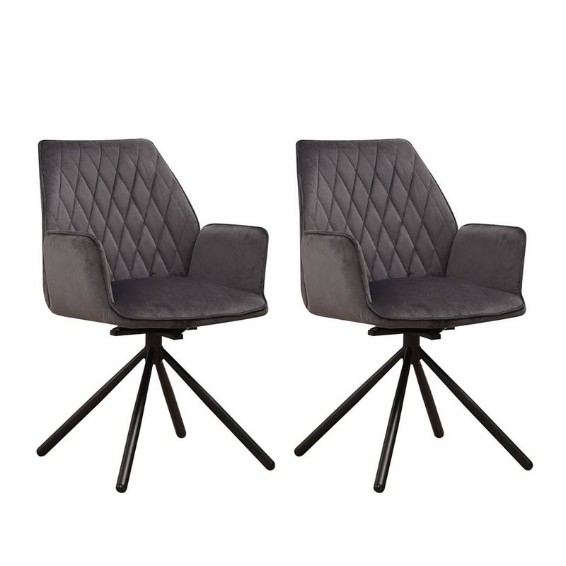 Foto van Set van 2 eetkamerstoelen novan velvet antraciet