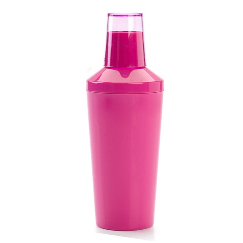 Foto van Cocktailshaker van kunststof in het roze 500 ml - 23 cm hoog - cocktailshakers