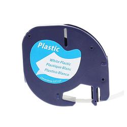 Foto van Dymo alternatief lt plastic labels wit-zwart 12mm