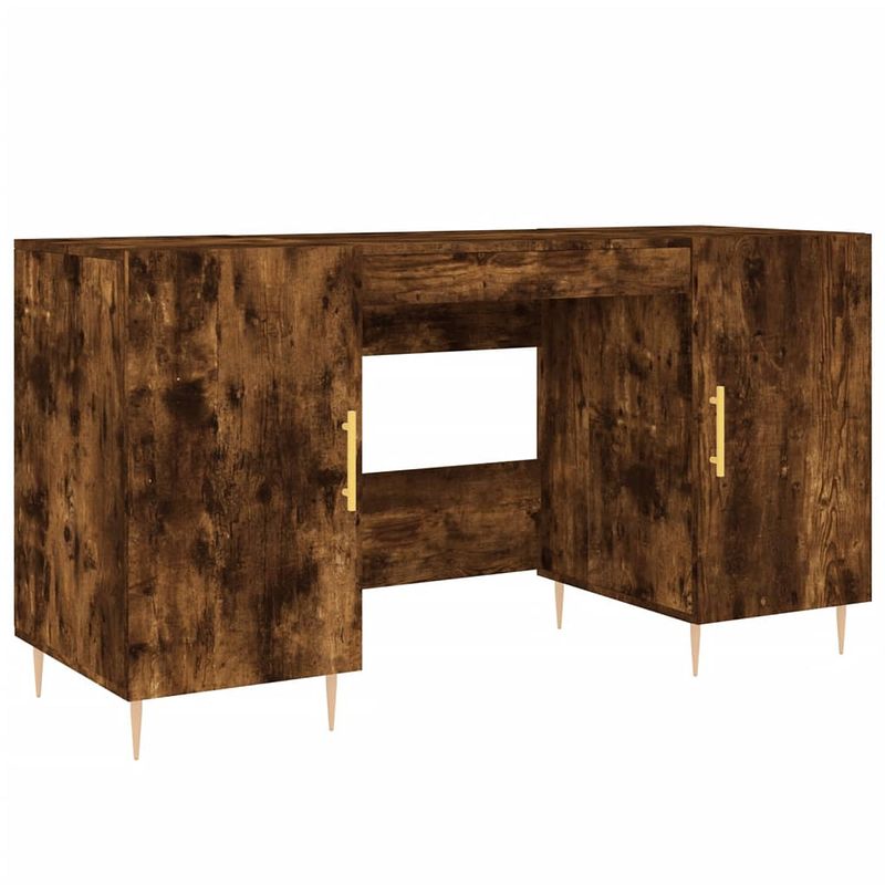 Foto van The living store bureau - duurzaam - bureau - afmeting- 140 x 50 x 75 cm - ken- gerookt eiken - the living store