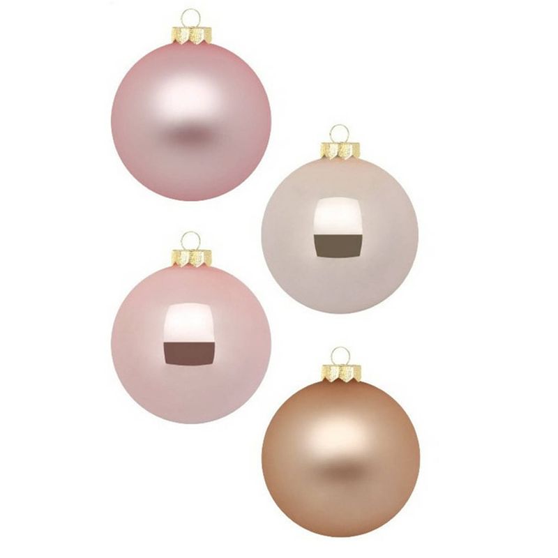 Foto van 12x stuks glazen kerstballen parel roze 8 cm glans en mat - kerstbal