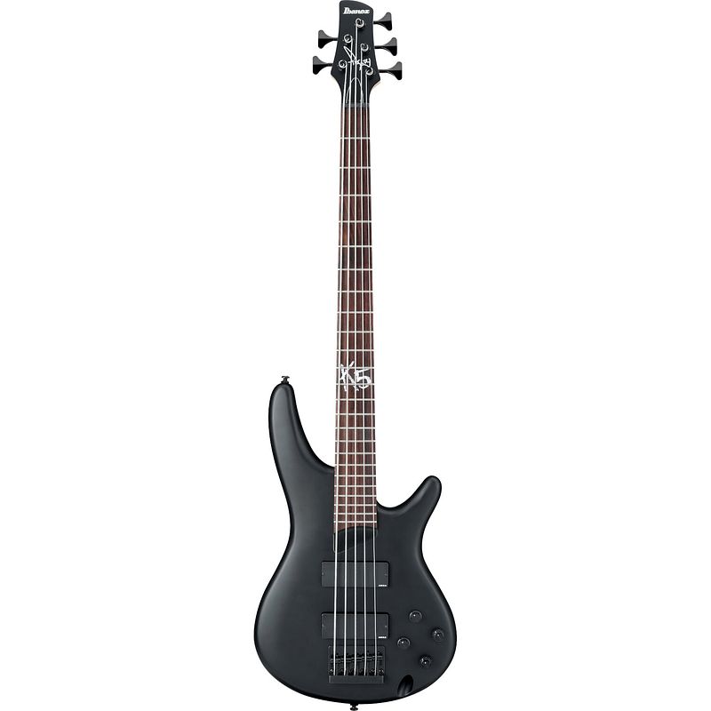 Foto van Ibanez k5 black flat fieldy signature 5-snarige elektrische basgitaar