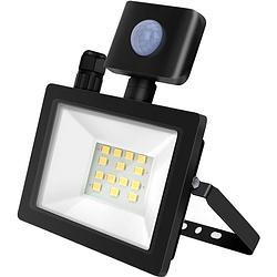 Foto van Led bouwlamp 10 watt met sensor - led schijnwerper - aigi stado - natuurlijk wit 4000k - waterdicht ip65 - mat zwart -