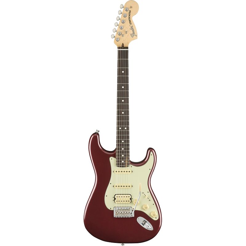 Foto van Fender american performer stratocaster hss aubergine rw met tas