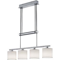 Foto van Led hanglamp - trion gorino - e14 fitting - 4-lichts - rechthoek - mat wit - aluminium