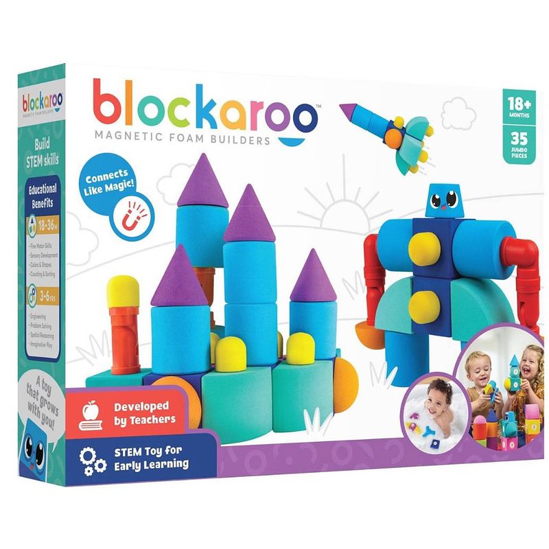 Foto van Blockaroo speelset kasteel foam blocks junior rubber 35-delig