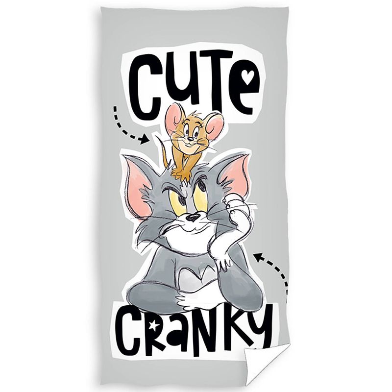 Foto van Tom & jerry strandlaken cute and cranky - 70 x 140 cm - katoen