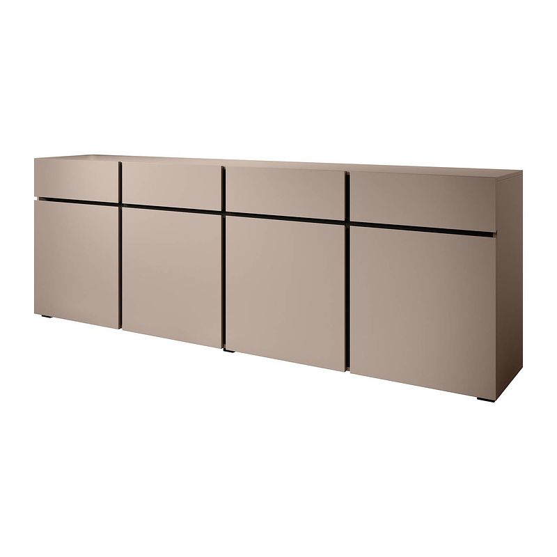 Foto van Meubella dressoir cainan - beige - zwart - 225 cm